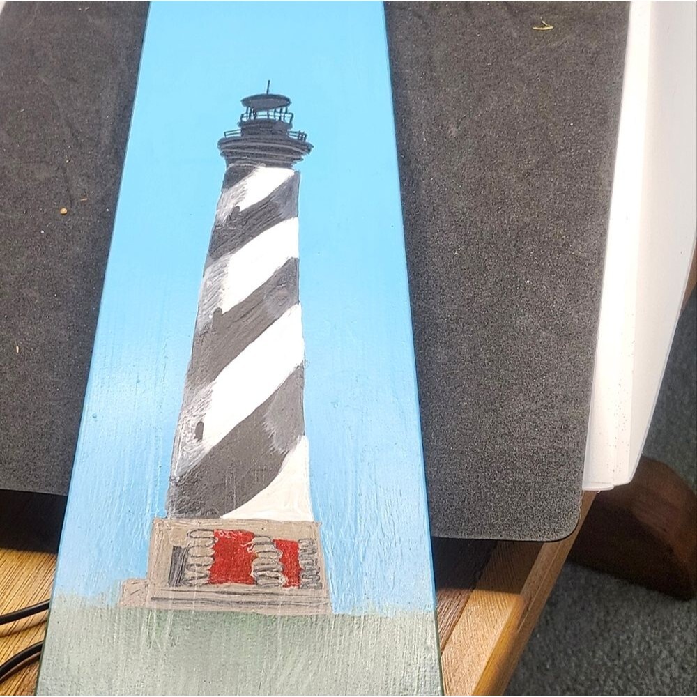 Hand Crafted Cape Hatteras Lighthouse Painting Art Picture Ocean Landscape - Picture 4 of 14